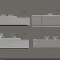 Modern Stylish Reception Desk Design With Gray Surface Computer Monitor And Potted Plant