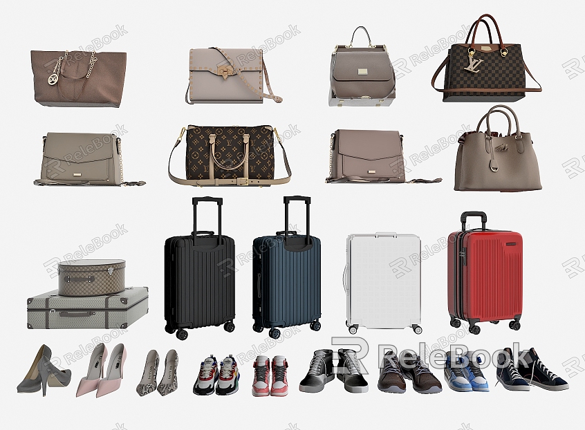 Modern Leather Bag Luggage Shoes model