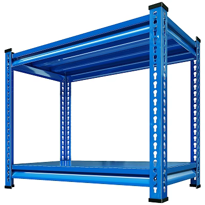 Blue Heavy Duty Metal Storage Shelf with Adjustable Layers for Industrial Use 3d model