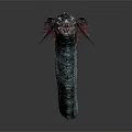 Mythical Snake With Green Black Scales And Red Fins On Fierce Head 3d model