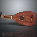 Traditional Wooden Lute Musical Instrument With Decorative Headstock Classic Design And Metal Strings