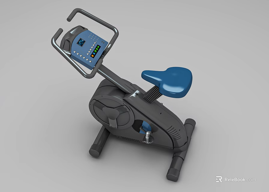 Sturdy Exercise Bike With LCD Display And Blue Seat For Home Gym Fitness 3d model 