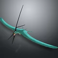 Turquoise Pterosaur With Large Membranous Wings Slender Body And Long Sharp Beak