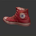 Red High Top Canvas Shoes with Blue Star Logo White Soles White Shoelaces Classic Design