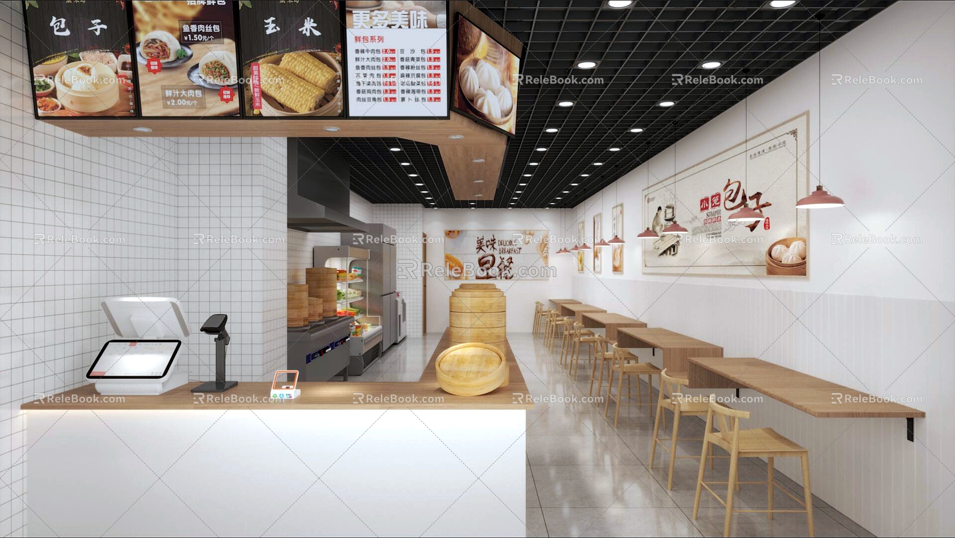 Breakfast Shop Porridge Shop Baozi Shop Restaurant Fast Food Shop 3d model