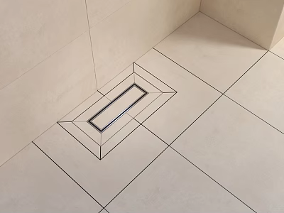 Sleek Modern Bathroom Accessories Floor Drain In Ceramic Tile Floor 3d model