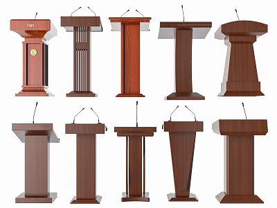 Wooden Functional Podiums Featuring Different Designs And Multiple Practical Styles For Speeches 3d model