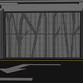 Perforated Purple Feature Wall Design In Modern Parking Garage With Directional Floor Arrows