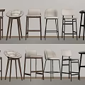 Stylish Bar Stools In Various Designs And Materials For Modern Spaces 3d model
