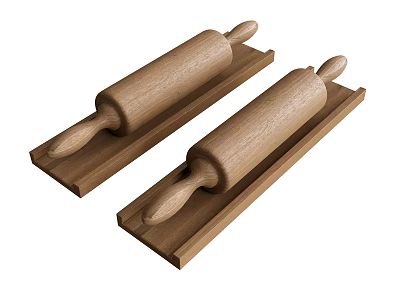 Wooden Rolling Pin Set With Stands For Kitchen Baking Utensils 3d model