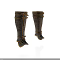 Medieval Fantasy Leather Combat Boots With Decorative Straps And Protective Armor