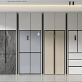Modern Refrigerators And Freezers With Different Colors Arranged Side By Side 3d model