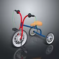 Kids Colorful Tricycle with Red Blue Frame and Orange Seat for Riding Fun