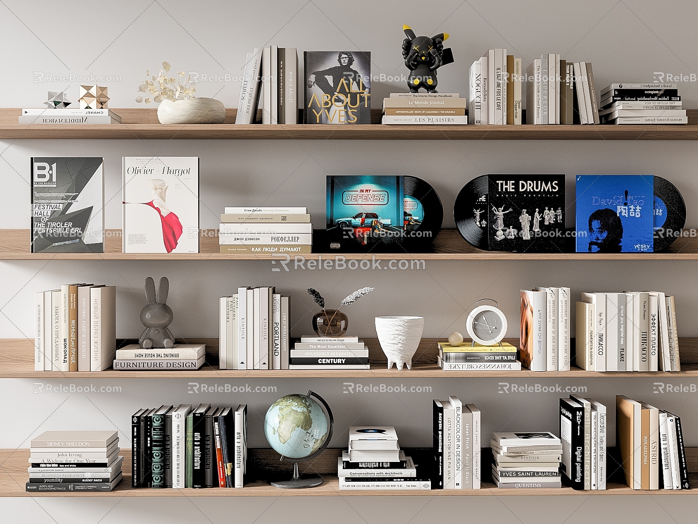 Book Book Combination Wall Hanging Bookshelf Book Ornaments 3d model