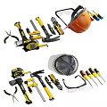 Organized Tool Set On Pegboard With Pliers Hammers Screwdrivers And Safety Helmet