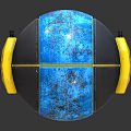 Blue And Black Sphere With Yellow Handles And Glossy Finish