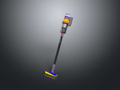 Colorful Cordless Vacuum Cleaner With Purple Yellow Blue Accents And Ergonomic Design 3d model