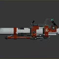 Red And Silver Heavy Duty Mechanical Weapon With Modern Design And Barrel Structure