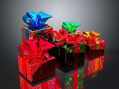 Colorful Decorative Gift Boxes with Festive Bows for Household Gifting Needs 3d model