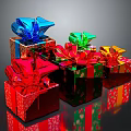 Colorful Decorative Gift Boxes with Festive Bows for Household Gifting Needs 3d model