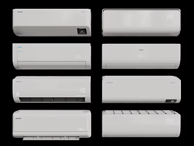 Various White Air Conditioner Fan Models With Modern Design Collection 3d model