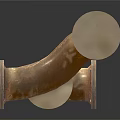 Rusty Metal Elbow Pipe Fittings With Flanged Ends On White Background
