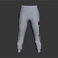 Comfortable Gray Casual Sweatpants With Red Logo And Black Text Design 3d model