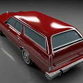 Classic Red Station Wagon With Shiny Body And Chrome Front Grille Design