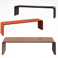 Sleek Modern Ottoman Benches in Brown Orange with Curved Lines and Contemporary Design