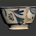 Artistic Sculpture Carving On Ceramic Bowl With Blue And White Floral Patterns