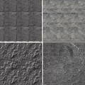 Textured Gray Background Wall With Various Stone Tile Patterns For Interior Design