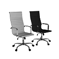 Modern Black And White Office Chair With Ergonomic Design Leather And Metal Base Wheels
