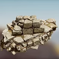 Natural Stone Wood Combined Structure With Rustic Stacked Texture And Earthy Tones