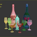Elegant Rose And Red Wine Bottles With Wine Glasses Dessert And Strawberries On Black Background