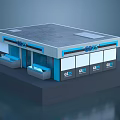 GEPA Department Store Exterior Design With Gray Roof Blue Accents Entrance Windows And Display Areas