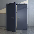 Open Black Double Doors In Modern Interior With Gray Walls And Natural Light