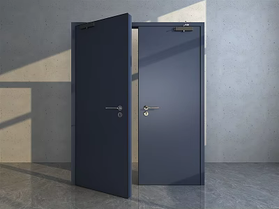 Open Black Double Doors In Modern Interior With Gray Walls And Natural Light 3d model