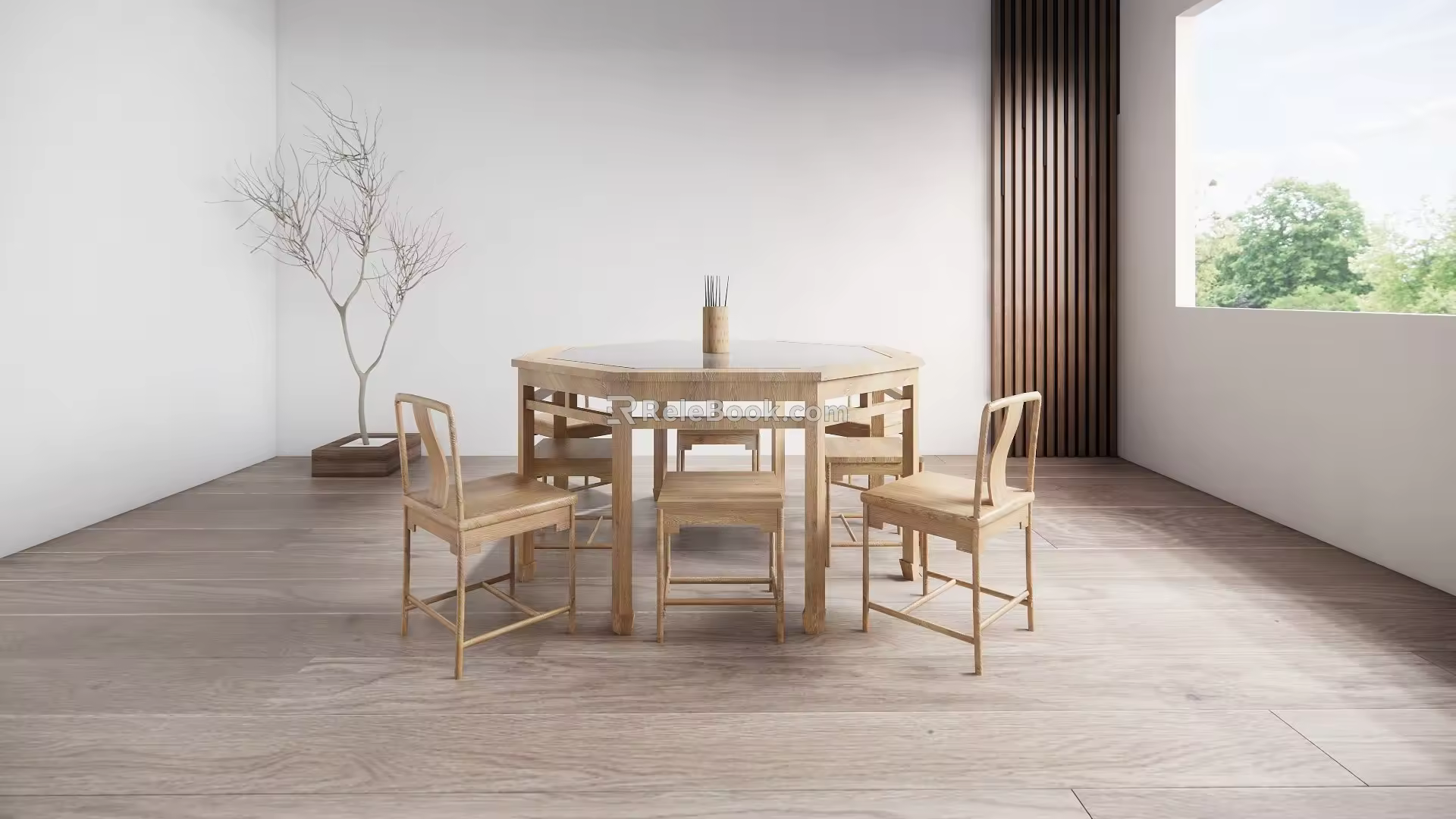 New Chinese Dining Table and Chair Combination Dining Table and Chair 3d model
