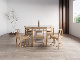 New Chinese Dining Table and Chair Combination Dining Table and Chair 3d model