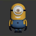 Cute Movie Character Minion With Yellow Body One Large Eye Blue Overalls Black Gloves And Shoes