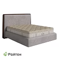 Modern Double Bed Featuring Gray Headboard And Beige Diamond Stitch Mattress