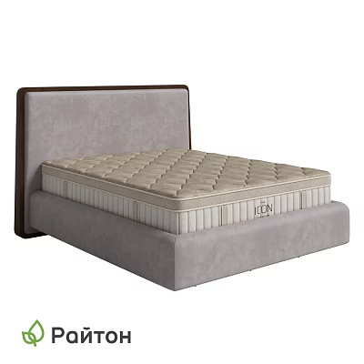 Modern Double Bed Featuring Gray Headboard And Beige Diamond Stitch Mattress 3d model