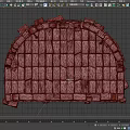 Medieval Stone Structure with Arched Openings Stacked Blocks Textured Surface and Torch Lights 3d model