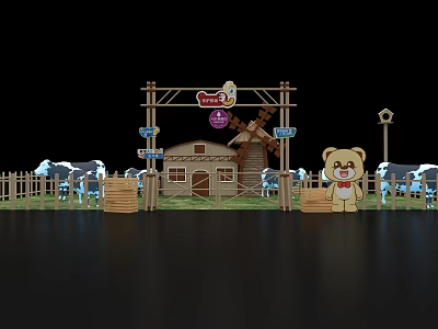 Modern Exhibition Hall Golden Collar Cow Ranch 3d model