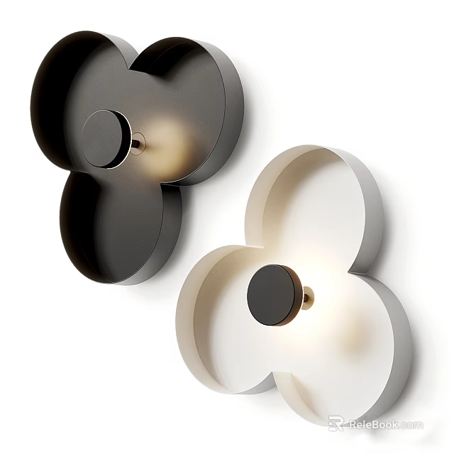 Modern Flower Shaped Wall Lamps With Black And White Design And Circular Light Source 3d model