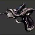 Futuristic Sci-Fi Weapon Handgun with Modern Design and Blue Glowing Components