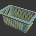 Blue Plastic Storage Basket With Perforated Grid Design For Household Organization