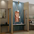 Modern Shop Interior Design With Colorful Walls Display Areas Counter And Shelves