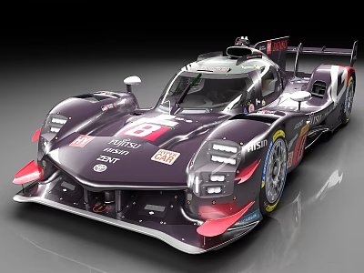 Sleek Toyota Le Mans Prototype Racing Car With Number 8 And Aerodynamic Rear Wing 3d model