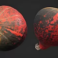 Unique Red Black Spotted Vegetable Pumpkin on Dark Background 3d model